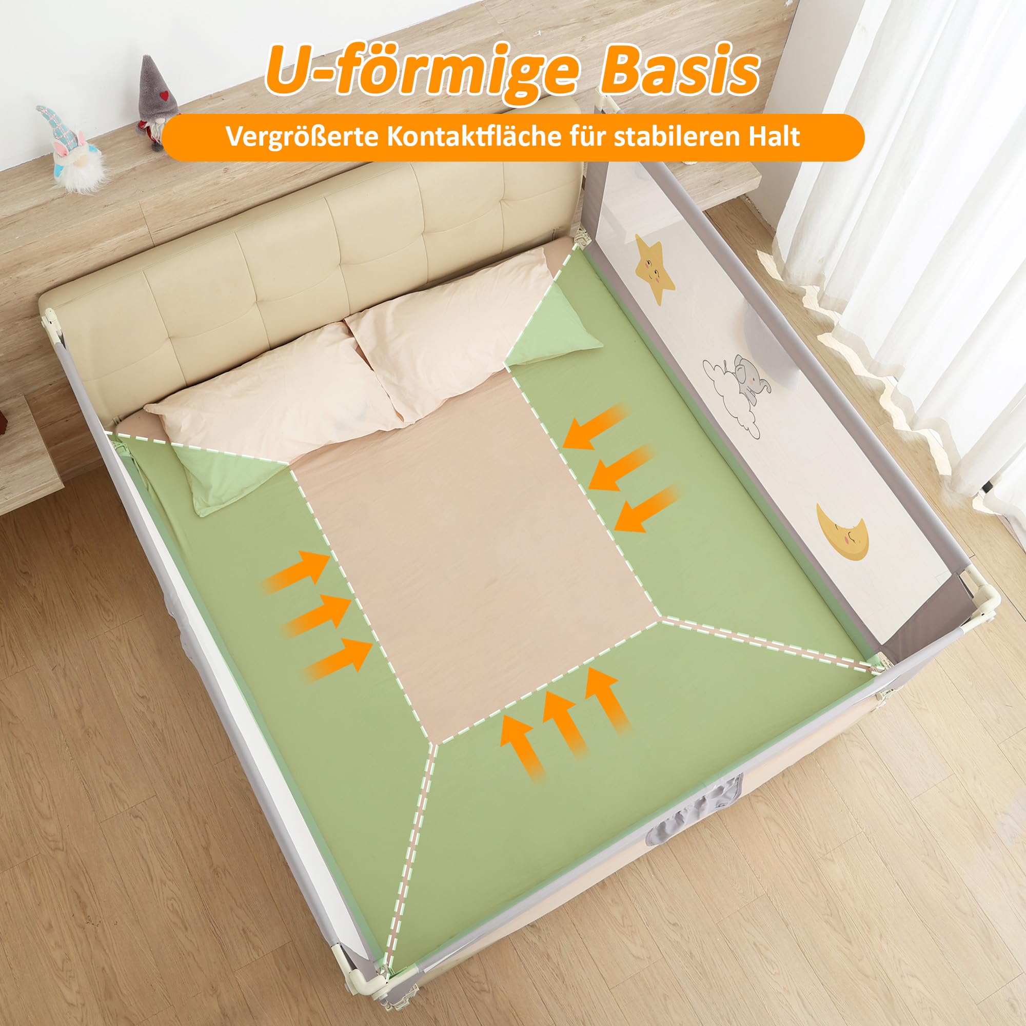 Bettgitter für Kleinkinder 3 Stück Bettschutzgitter klappbar 200 cm 180 cm Bundle