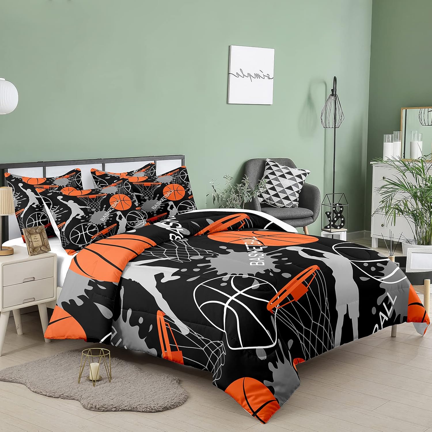 Bodhi 3D Basketball Sports Comforter Gamer Comforter Set for Teen Boys,Kids Soft Microfiber Bedding Set with Pillowcases,Twin Size,2PCS,1 Comforter+1 Pillow Shams #4003 - Image 2
