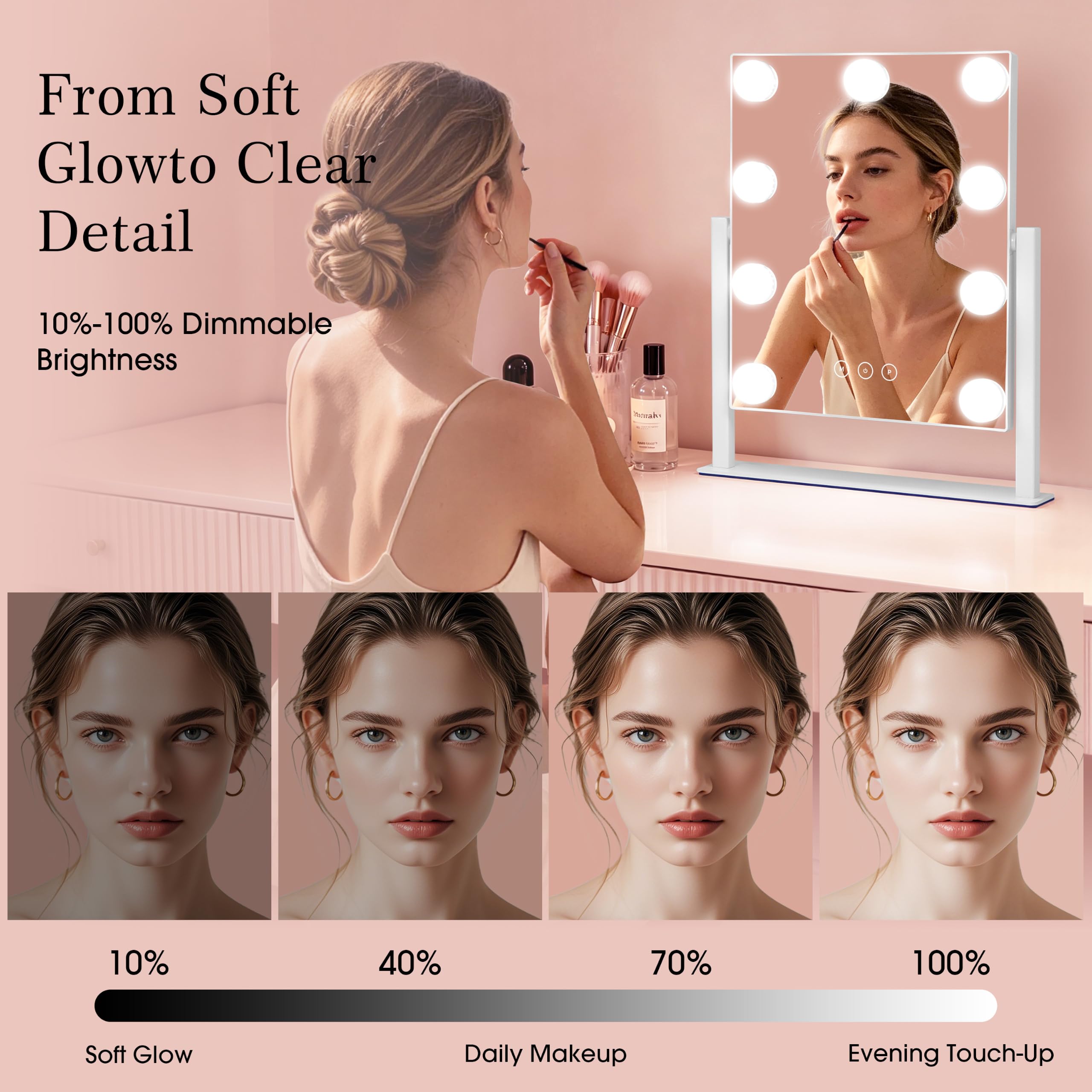 Kotdning Vanity Mirror - 9 Dimmable Lights & 10x Magnification -3 Kotdning Vanity Mirror - 9 Dimmable Lights & 10x Magnification -3