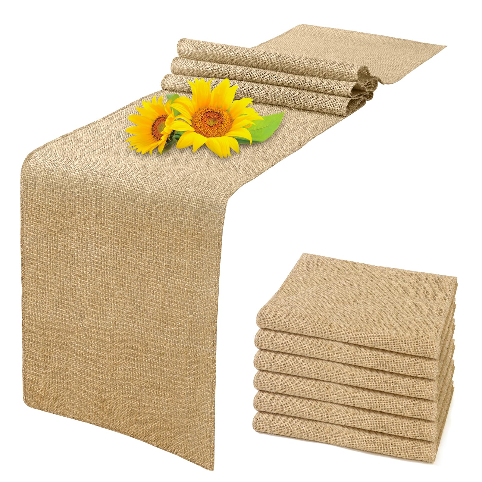 Chemin de table en toile de jute anti-effilochage LOMOHOO pour decoration de fete et de mariage