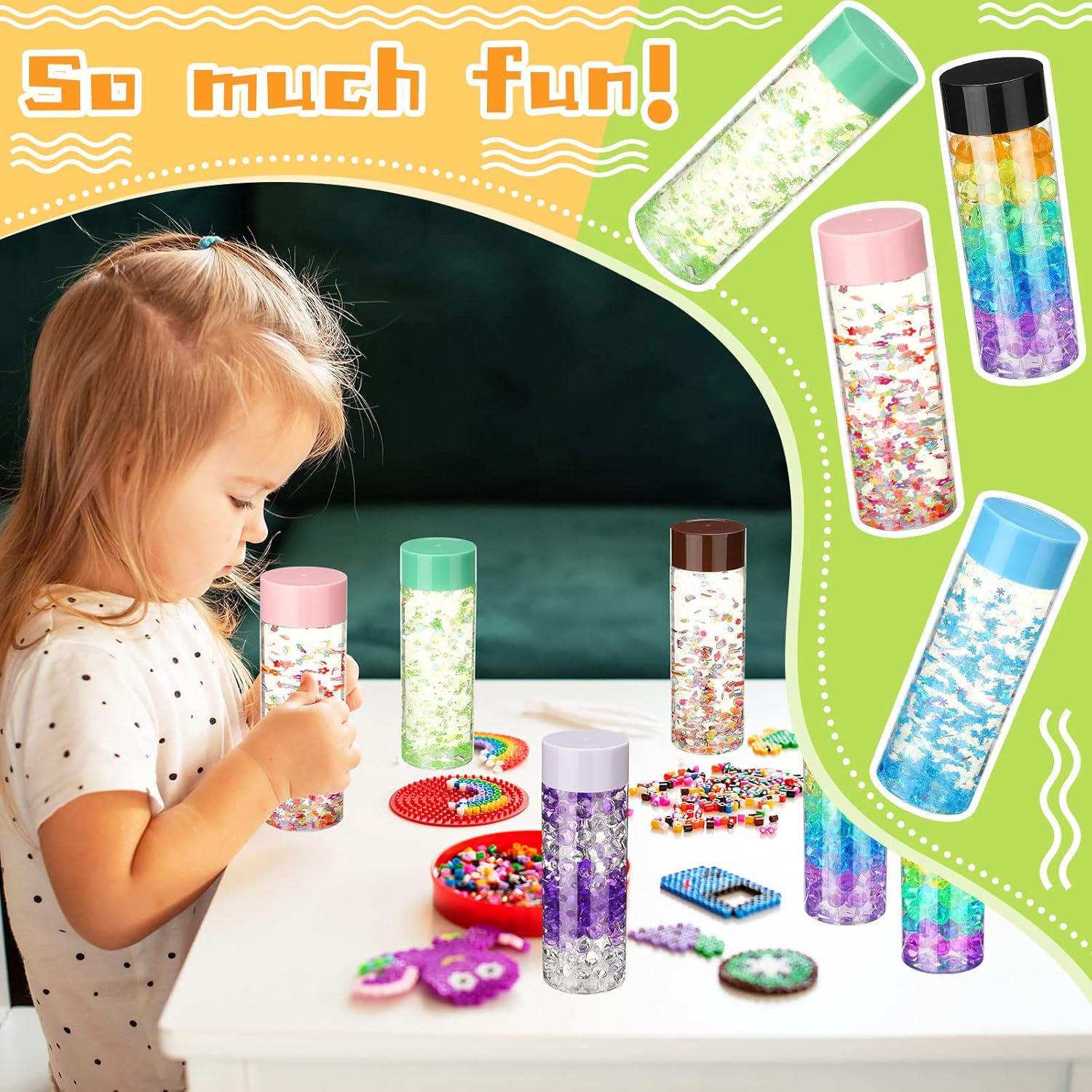 Hoolerry 16 Pcs Empty Plastic Sensory Bottles with Lids Reusable Clear Plastic Sensory Water Bottles for DIY Crafts Handmade Party Decoration(Multi Colors,13.5 oz) - Image 5