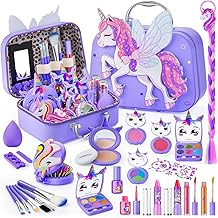 Beayuck Kids Makeup Kit for Girls - Girls Makeup Kit Toys, Real Washable Cosmetic Set with Storage Case, Kids Play Makeup Set for Christmas Birthday Gift 3 4 5 6 8 10 11 12+ Years Old, Purple