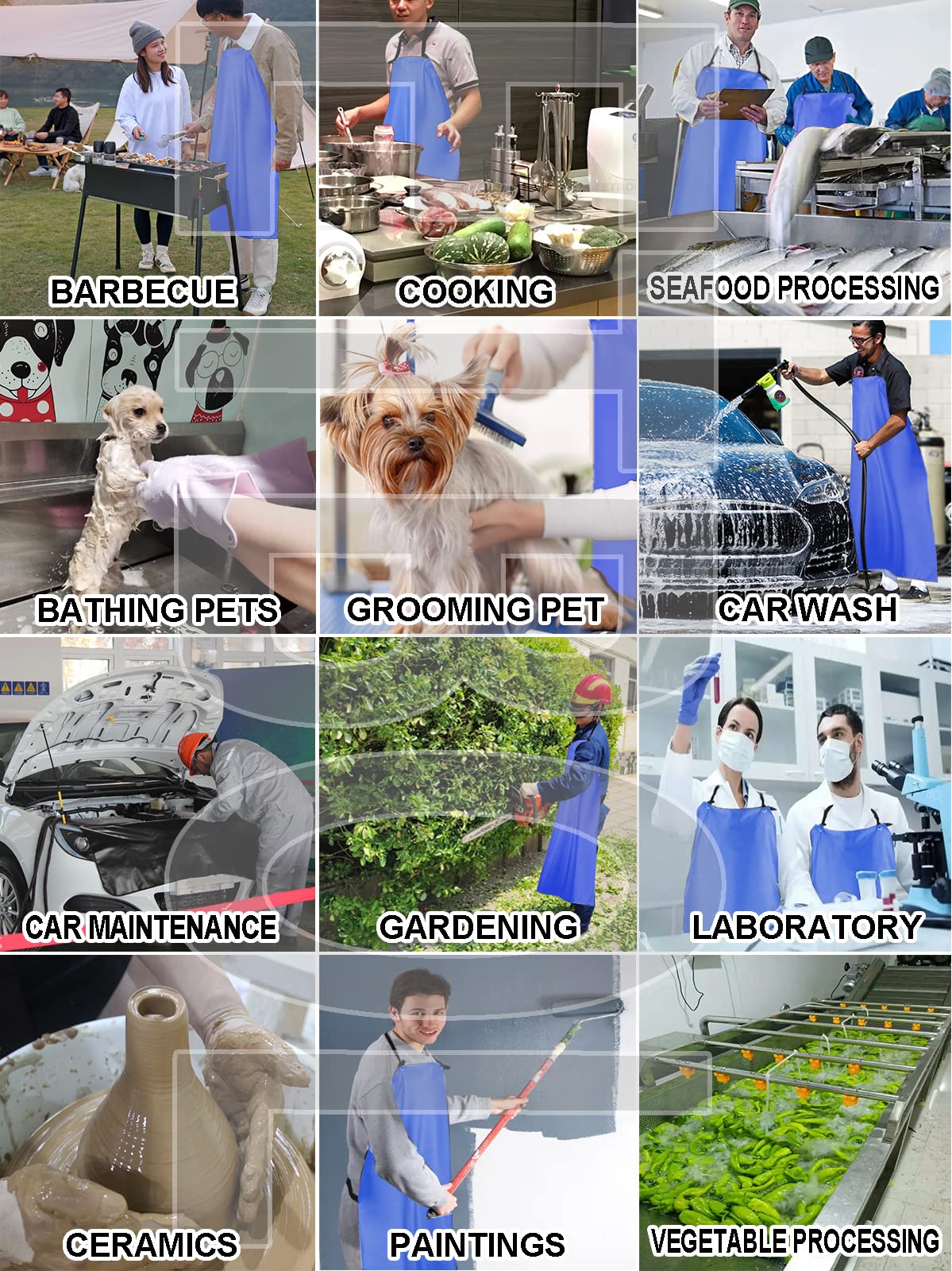 Delantal de vinilo resistente a productos químicos, talla grande, unisex, apto para lavavajillas, peluquería de perros, jardinería, limpieza de pescado