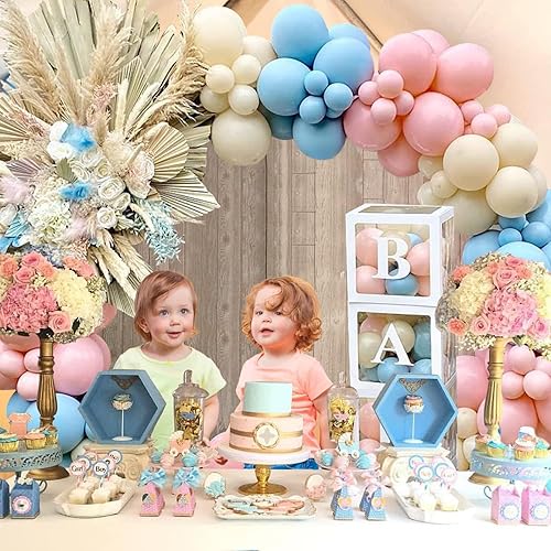 Miniatura 2 de Decoraciones de revelación de género para baby shower, kit de arco de 176 globos rosas y azules, caja de bebé con letras para decoración de