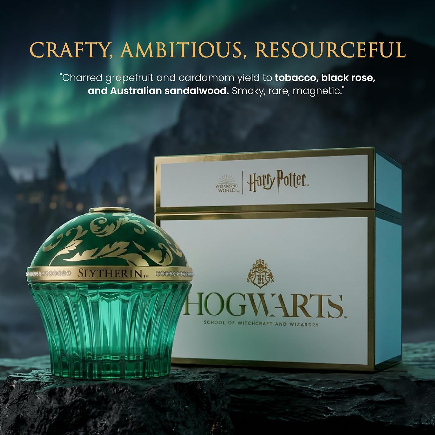 House of Sillage Slytherin™ Limited Edition Parfum — Harry Potter™ Collection, 75ml Hand-Crafted French Crystal Flacon with Swarovski® Crystals image 3
