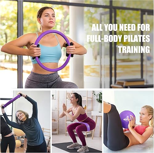 Miniatura 7 de ROSAPOAR Pilates Essentials Kit for Women, Pilates Ring Set - 14" Magic Circle with Yoga Ball & Resistance Bands  Pilates Kit for Home Workouts,