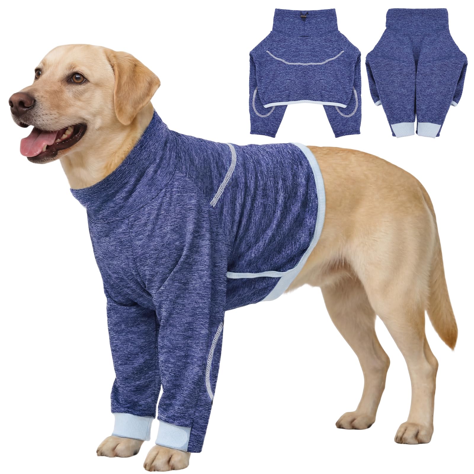 Photo 1 of IECOii Anti-Lick Dog Recovery Shirt for Forelegs Breathable Long Sleeve Protector for Chest Wound Care, Adjustable Heals Shoulder & Elbow Injuries with Leash Hole, E-Cone Alternative - Blue, Size 2XL