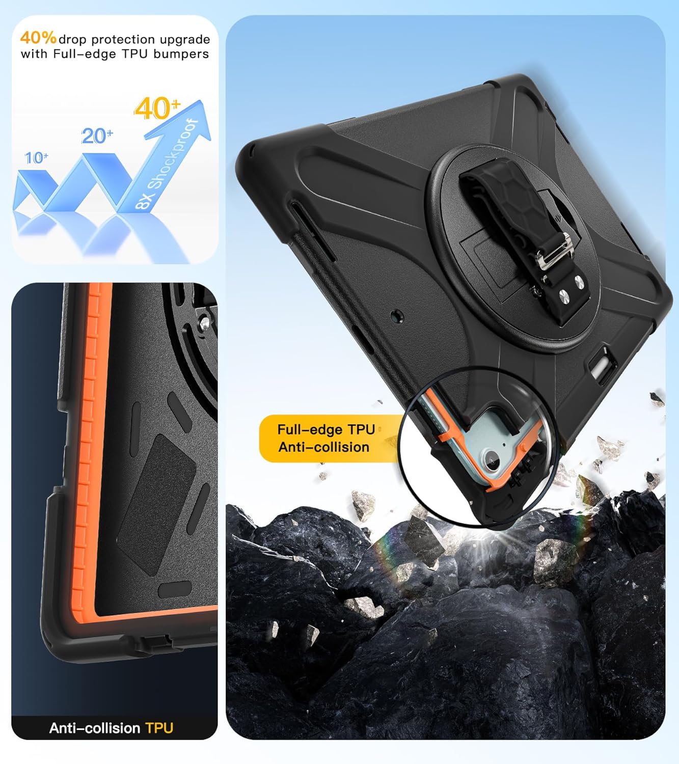 BRAECN Case for iPad Air 13 Inch 2026(M4)/2025(M3)/2024(M2) & iPad Pro 12.9''(2022/2021/2020/2018), Full-Body Protection Screen Protector Pencil Holder 360° Rotating Handle Kicktand Kids Friendly