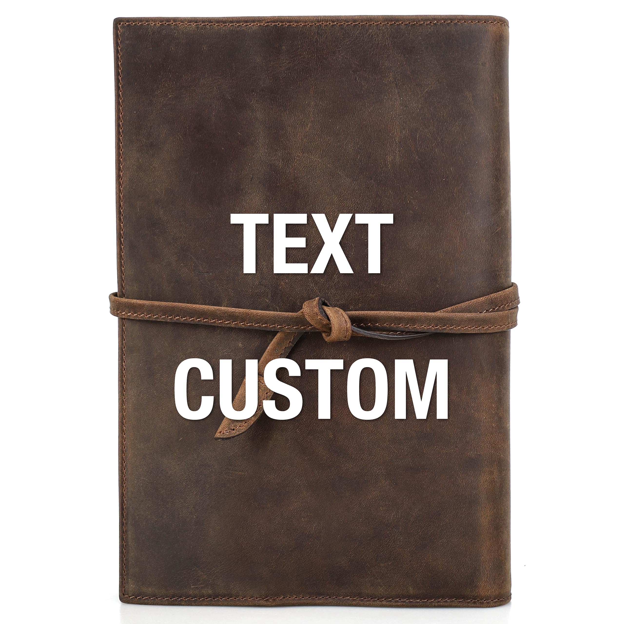 CataPurus Top Grain Genuine Leather Customizable Travel Notebook Cover for Man & Woman, Handmade, Leather Refillable Journal Cover Fits A5 Size