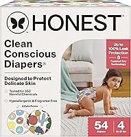 Vista 36 de The Honest Company Clean Conscious - Pañales para pieles sensibles, hasta un 100% a prueba de fugas, hipoalergénicos, estampados neutros, caja Super