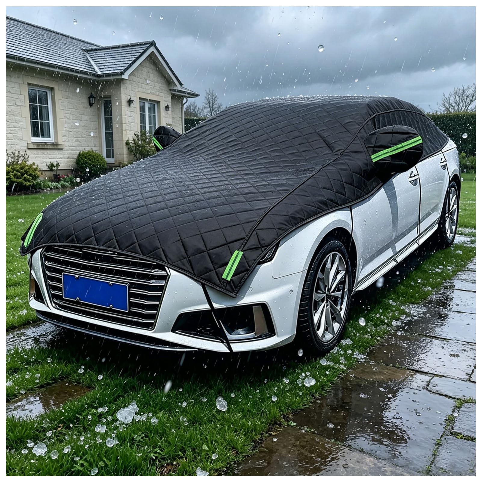 Bache Voiture Exterieur Anti-grêle pour Toyota Corolla Cross 2021-2026, Housse Voiture Protection Extérieure Imperméable Anti-UV Neige Pluie, avec Bandes Réfléchissantes