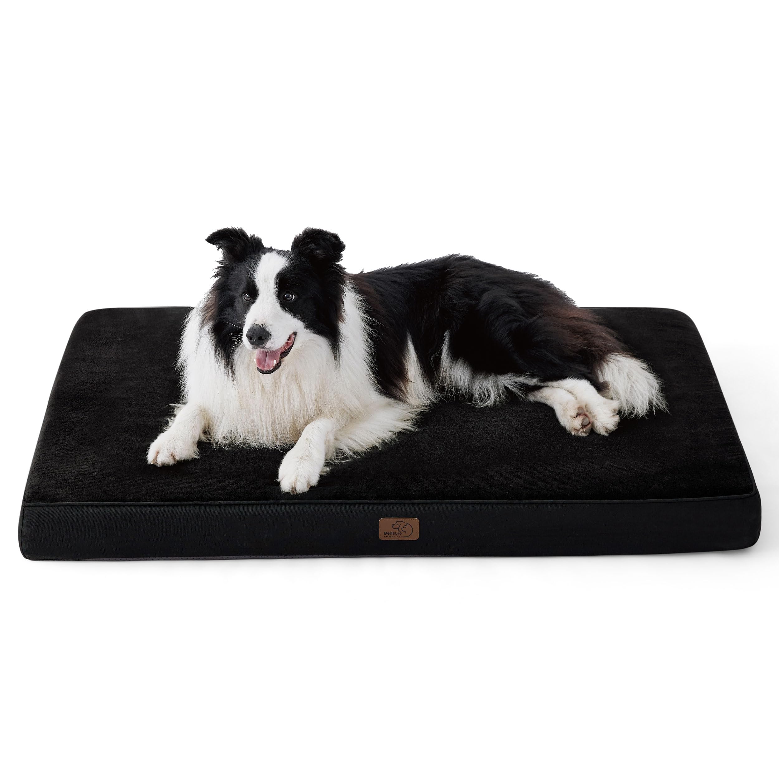 Bedsure Cuscino per cani in memory foam, tappetino per cani, misura grande, ortopedico, materasso per cani, lavabile e antiscivolo, letto per cani interno, nero, 89 x 56 x 8 cm