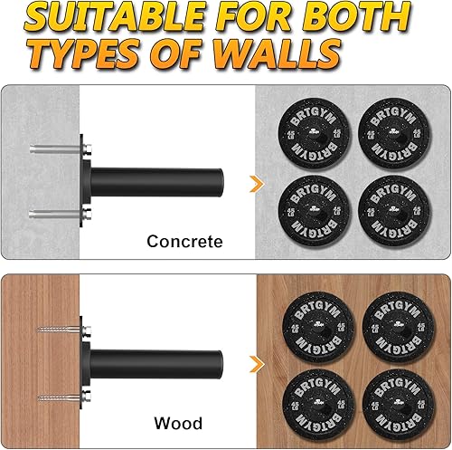 Vista 15 de Organizador de gimnasio, colgador de accesorios de gimnasio en casa, ganchos de montaje en pared para mancuernas olímpicas, asas de fila, Negro