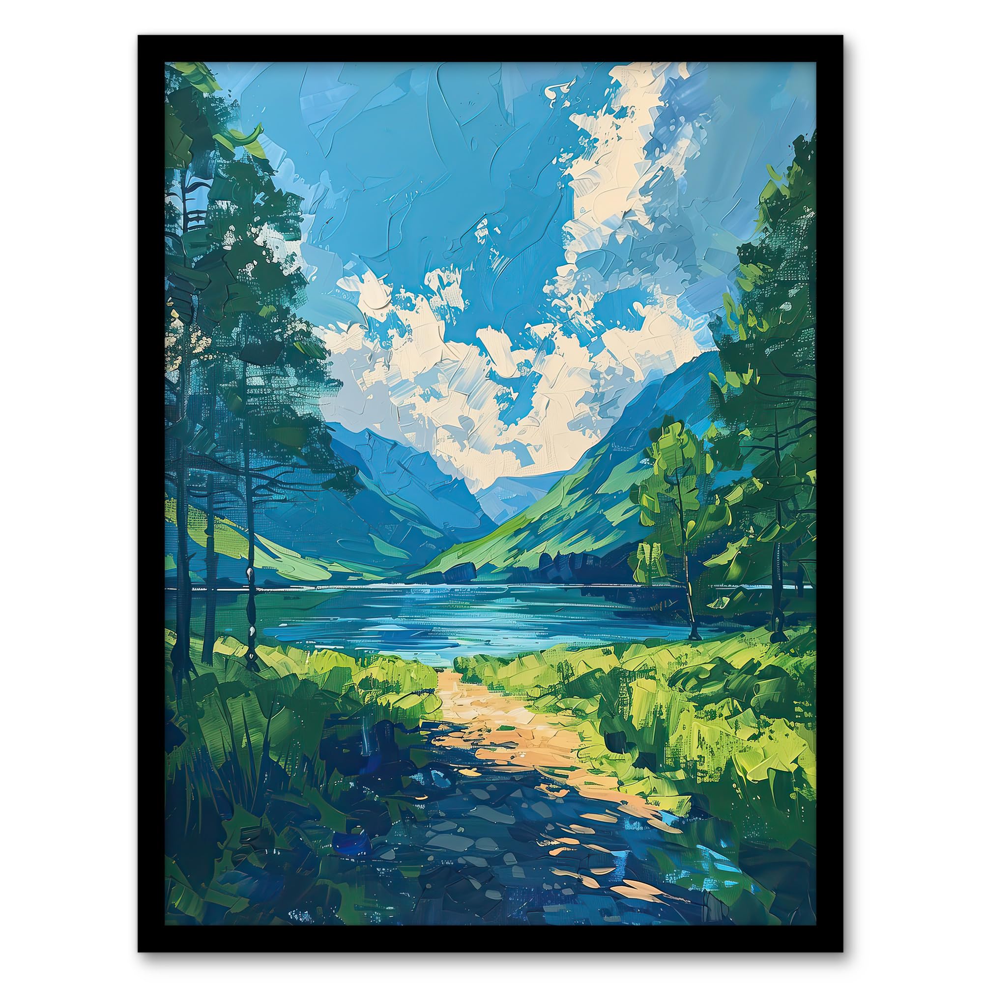 Artery8 Lake District Windermere Acrylic Landscape Summer Living Room Artwork Framed Wall Art Print 18X24 Inch