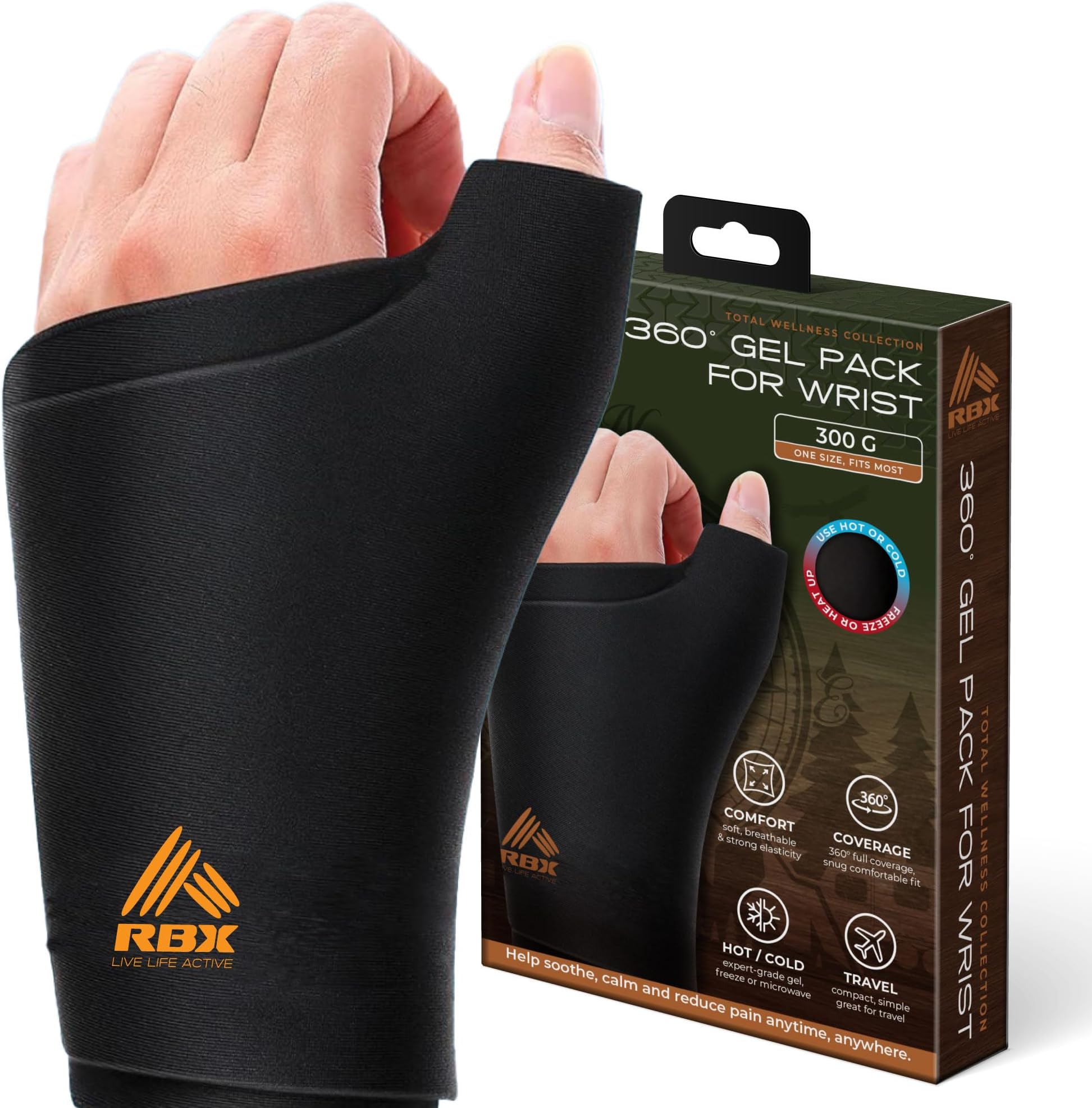 Sponsored Ad - RBX Wrist Ice Pack Wrap Hot and Cold Wrist Wrap, Gel Pack Wrist Brace with Thumb Support Carpal Tunnel Relief
