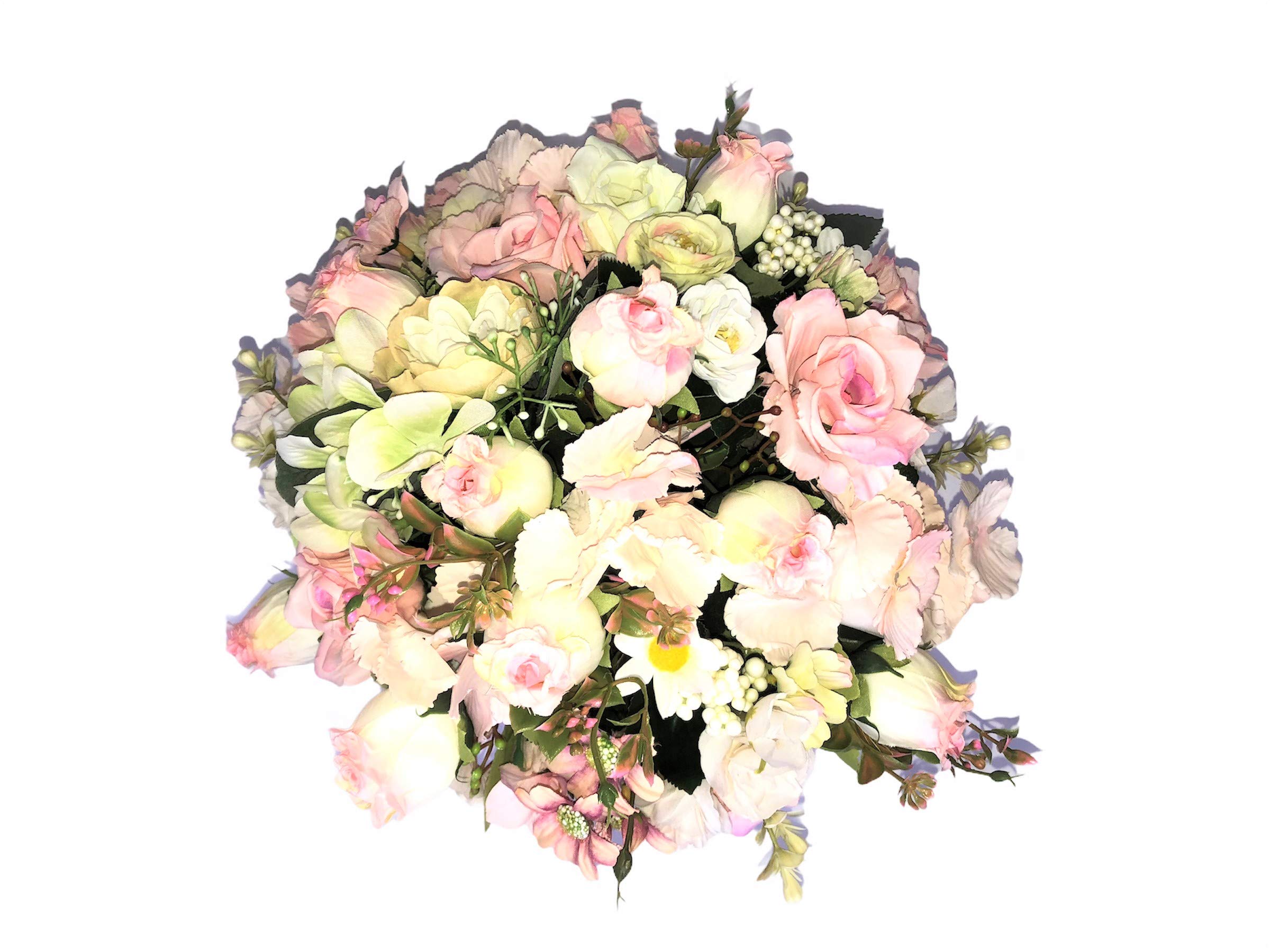 LBA Centro Bouquet de Flores Artificiales, en Tonos Pastel. Medidas: Altura 33 cms. Anchura (Flores) 30x30 cms.