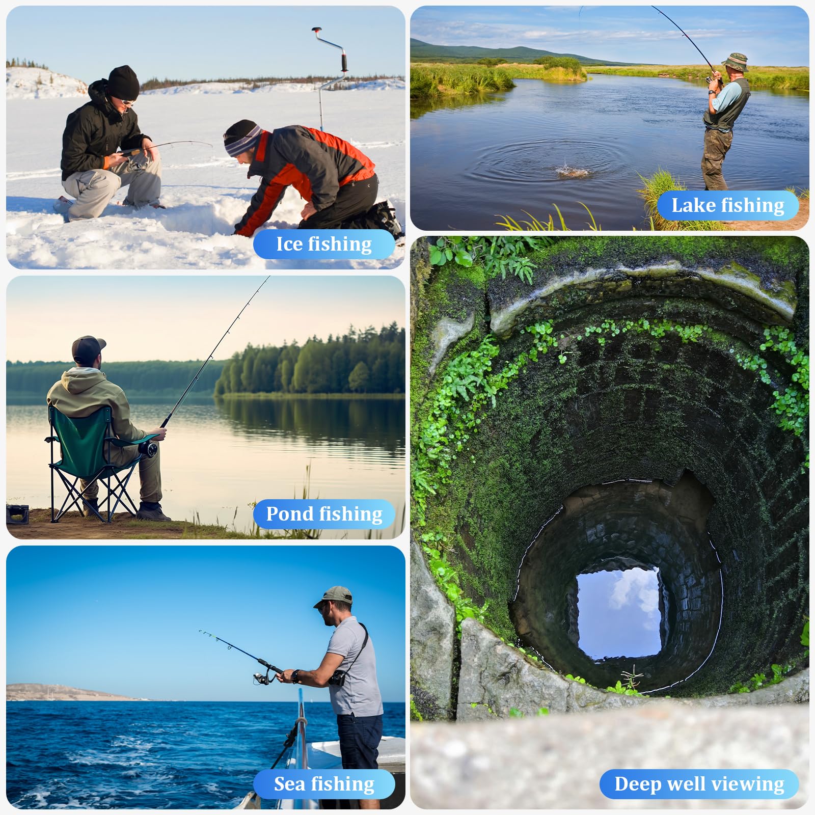 Unterwasserkamera Angeln Fishfinder, Fish Finder Kamera mit 4.3 Zoll IPS Display und 20m Kabel, Wasserdicht 220° Weitwinkel Nachtsicht Unterwasser Angelkamera für Meeresangeln Fluss Angeln Eisfischen