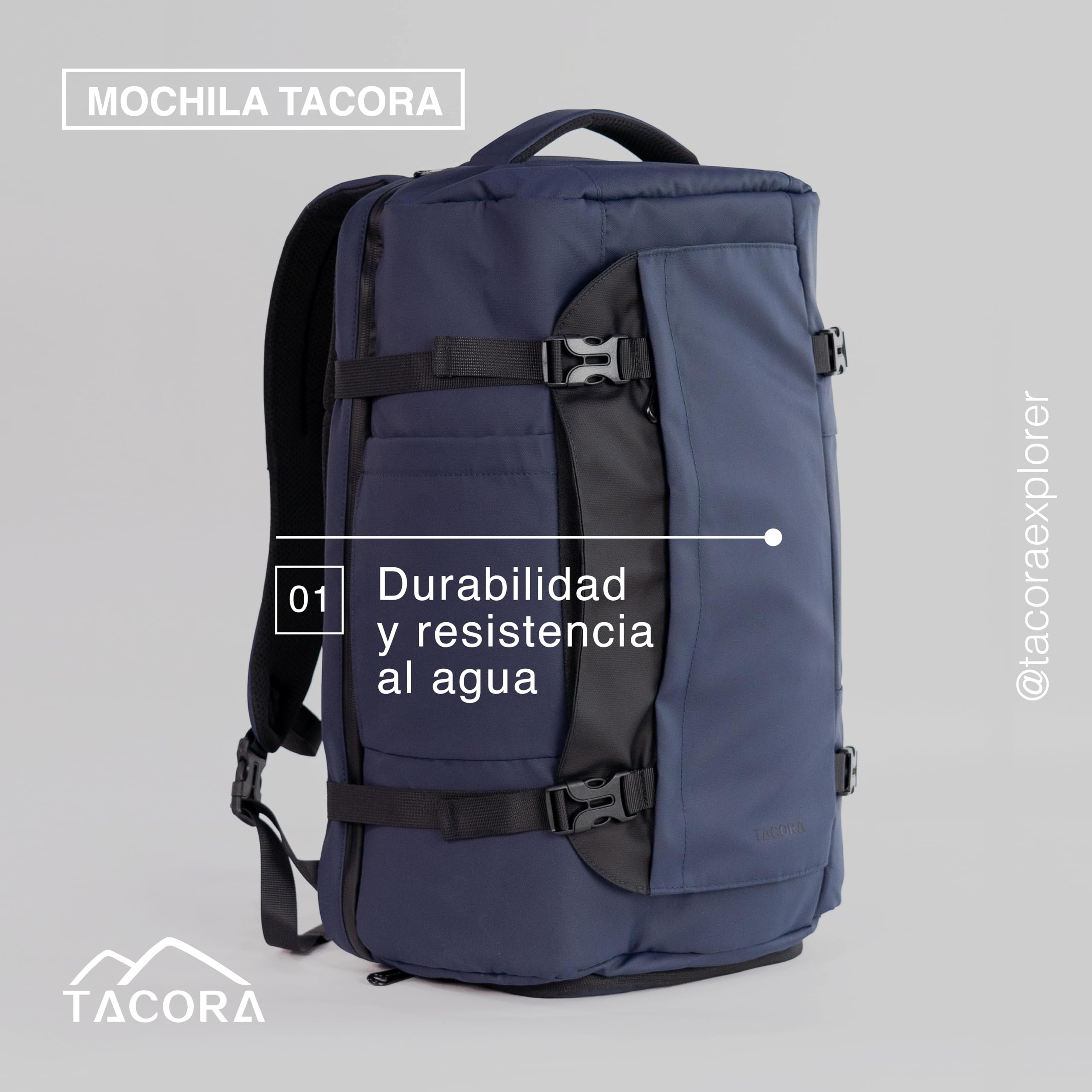 Mochila Cabina Avión 40L - 52x32.5x22 cm - Mochila Viaje Impermeable, Equipaje de Mano con Compartimento para Portátil, 100% Material Reciclado - Mochila de Cabina Ligera y Resistente