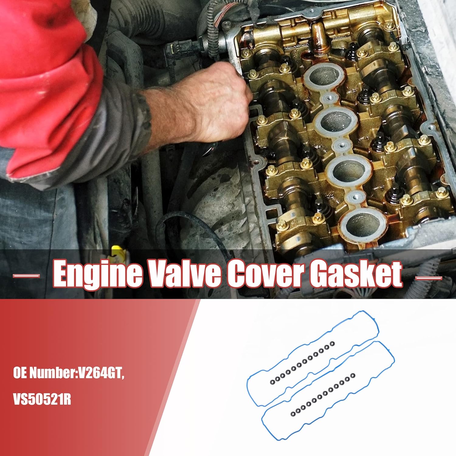 X AUTOHAUX Engine Valve Cover Gasket for Jeep Grand Cherokee 4.7L 1999-2003 for Dodge Dakota Durango 4.7L 2000-2003 53020877 53020878 VS50521R