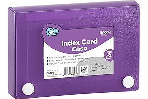 Enday Purple Index Card Holder -- 3x5 Note Flash Card Organizer Case:...