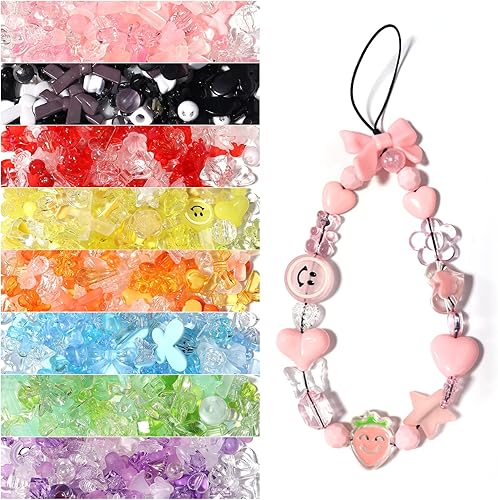 Miniatura 6 de Forise 120 cuentas de acrílico rosa surtidas mezcla de estilo aleatorio caramelo color pastel cuentas de flores de plástico para bricolaje joyería