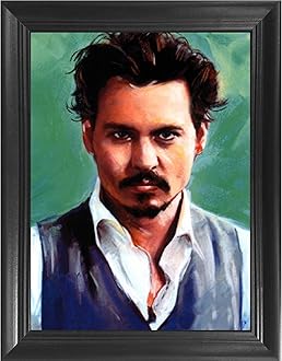 Johnny Depp Actor 3D Poster Wall Art Decor Framed Print | 14.5x18.5 | Lenticular Posters & Pictures | Memorabilia Gifts for Guys & Girls Bedroom | Sweeney Todd Movies & Celebrity Fan Picture Artwork