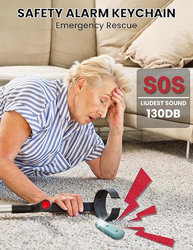 Miniatura 5 de Llavero de alarma de seguridad personal para mujeres, llavero de autodefensa fuerte de 130 dB con luz estroboscópica LED, dispositivos de sirena