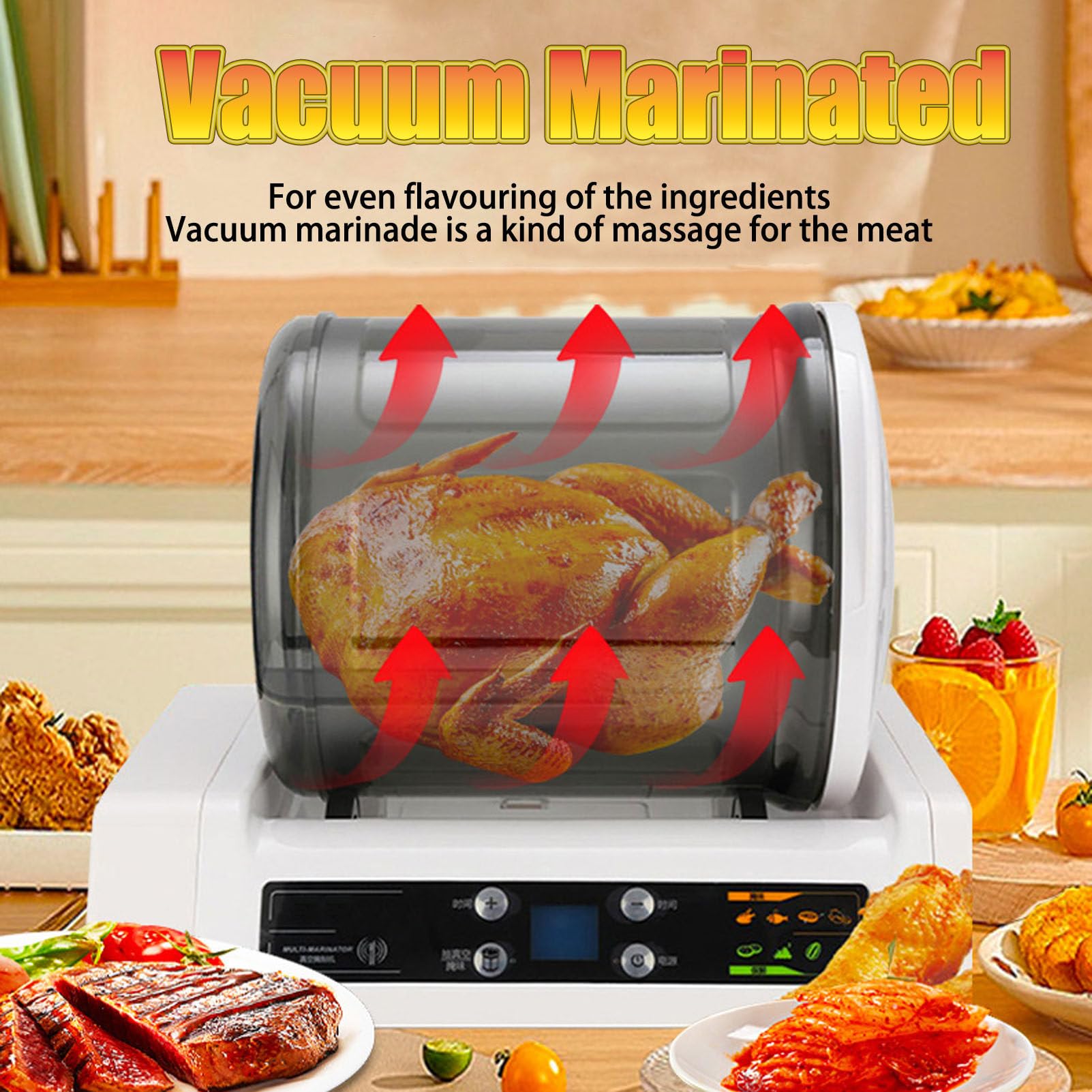 Marinadora Al Vacío, Máquina Eléctrica para Marinar De 5 litros con Apagado Automático, Temporizador De 0 a 10 Horas Y Control Táctil, para Marinar Carne Y Verduras
