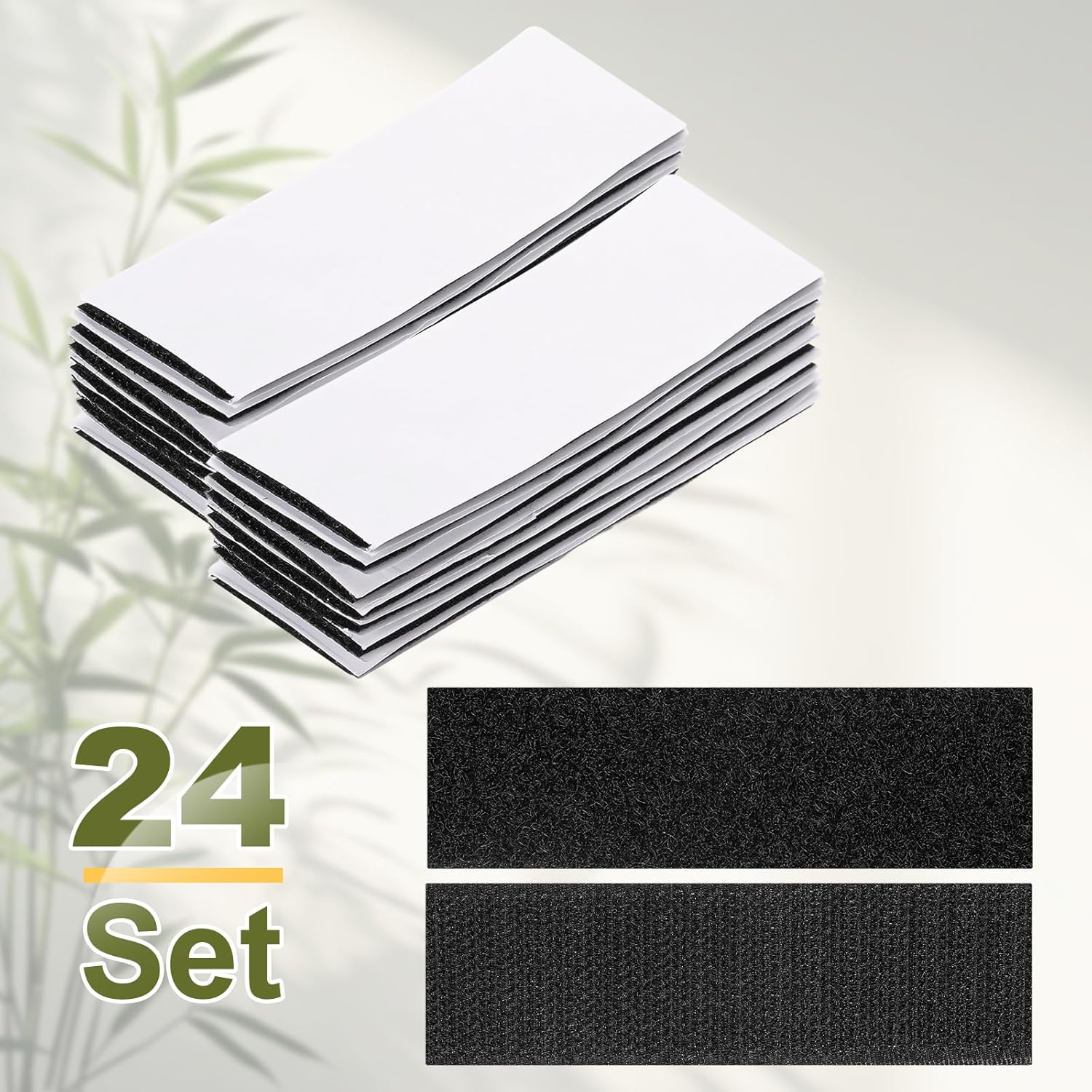 Generic 24set Hook and Loop Strips with Adhesive 1"x4" Double Sided Hook and Loop Tapes Nylon Self Sticky Fastener for Home Office Car, Black