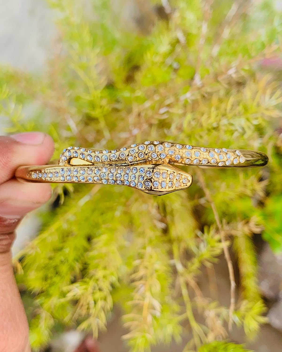 Gold Plated Stainless Steel Snake Bracelets for Women, Hinged & Cuff Style Options, Enamel and CZ Design Fashion Bangles, Trendy Jewelry Gift Collection - Image 5