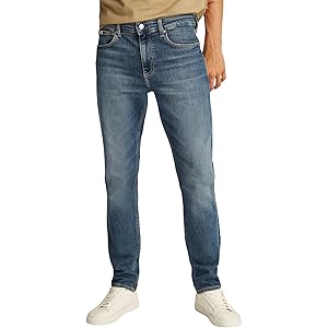 Calvin Klein Slim Taper J30J327537 Sottile, Denim (Denim Dark), 28W / 34L Adulto