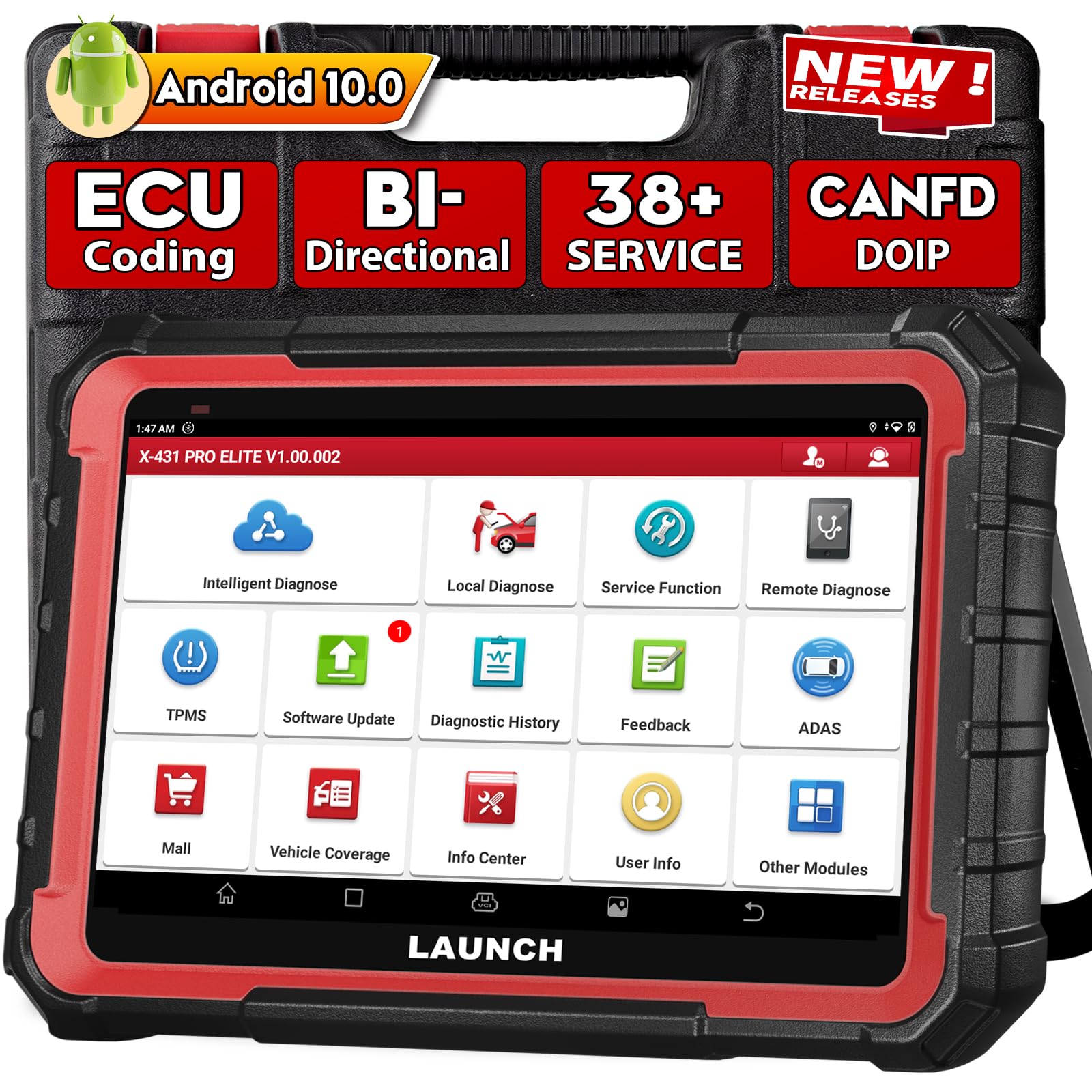 LAUNCH X431 Pro Elite OBD2 Scanner 2025 Bidirectional Scan Tool with CANFD DOIP, All-in-one Automotive Diagnostic Tool with Full System,38 Resets,Active Test,ECU Coding,FCA Autoauth