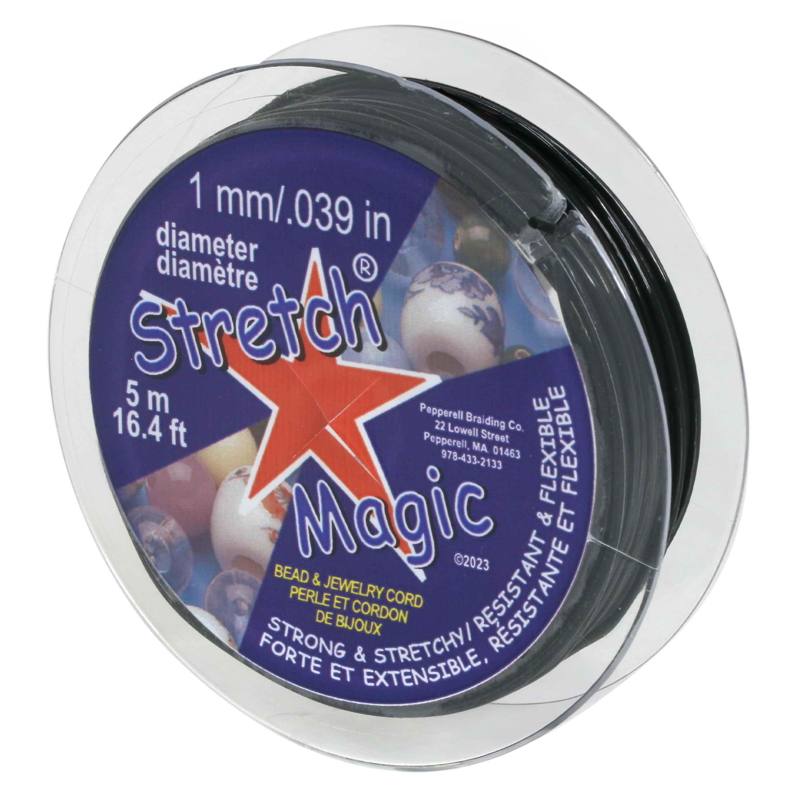 Stretch Magic Elastic Beading Cord – Black Color, 1mm in Diameter, 5-Meter (16.4 ft) - Easy to Knot, Strong & Stretchy String for Making Beaded Jewelry