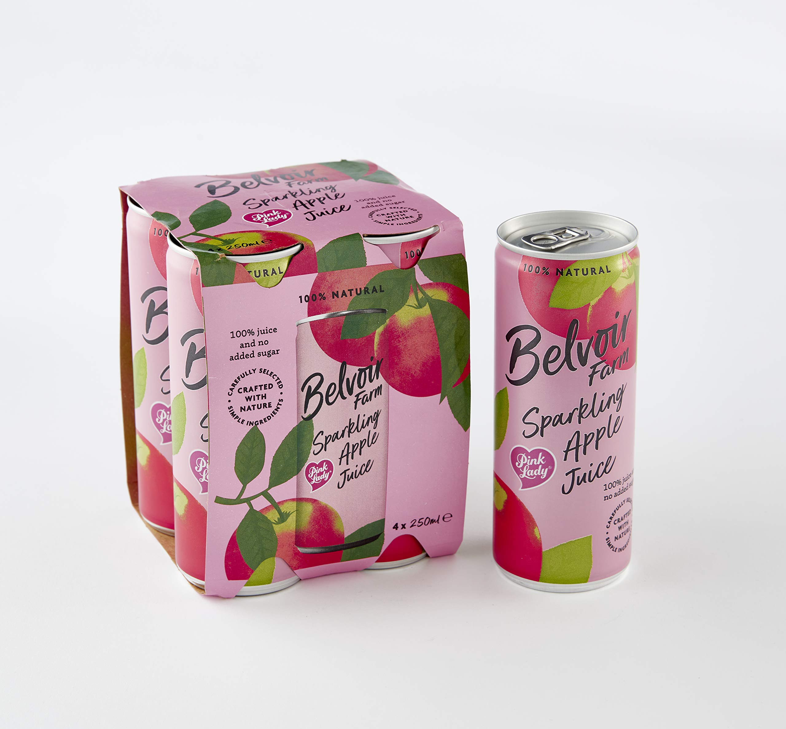 Buy Belvoir Farm Sparkling Pink Lady Apple® Juice, 250ml (4 can pack