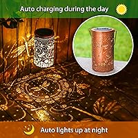 Vista 5 de Paquete de 2 linternas solares colgantes de libélula al aire libre, impermeables, luces LED solares de metal, linternas decorativas para jardín