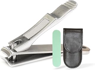 Grooming District Premium Nail Clippers Bundle with Nail File, Case and Emery Board, Best use as Fingernail or Toenail Clipper, Stainless Steel Nail Cutter Tool Long and Wide for Precise Cuts