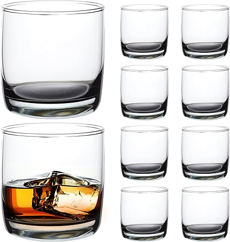 Miniatura 9 de DISCOUNT PROMOS Vasos de whisky de 10 onzas, juego de 10 unidades, paquete a granel, base pesada, vidrio antiguo, perfecto para whisky, bourbon,