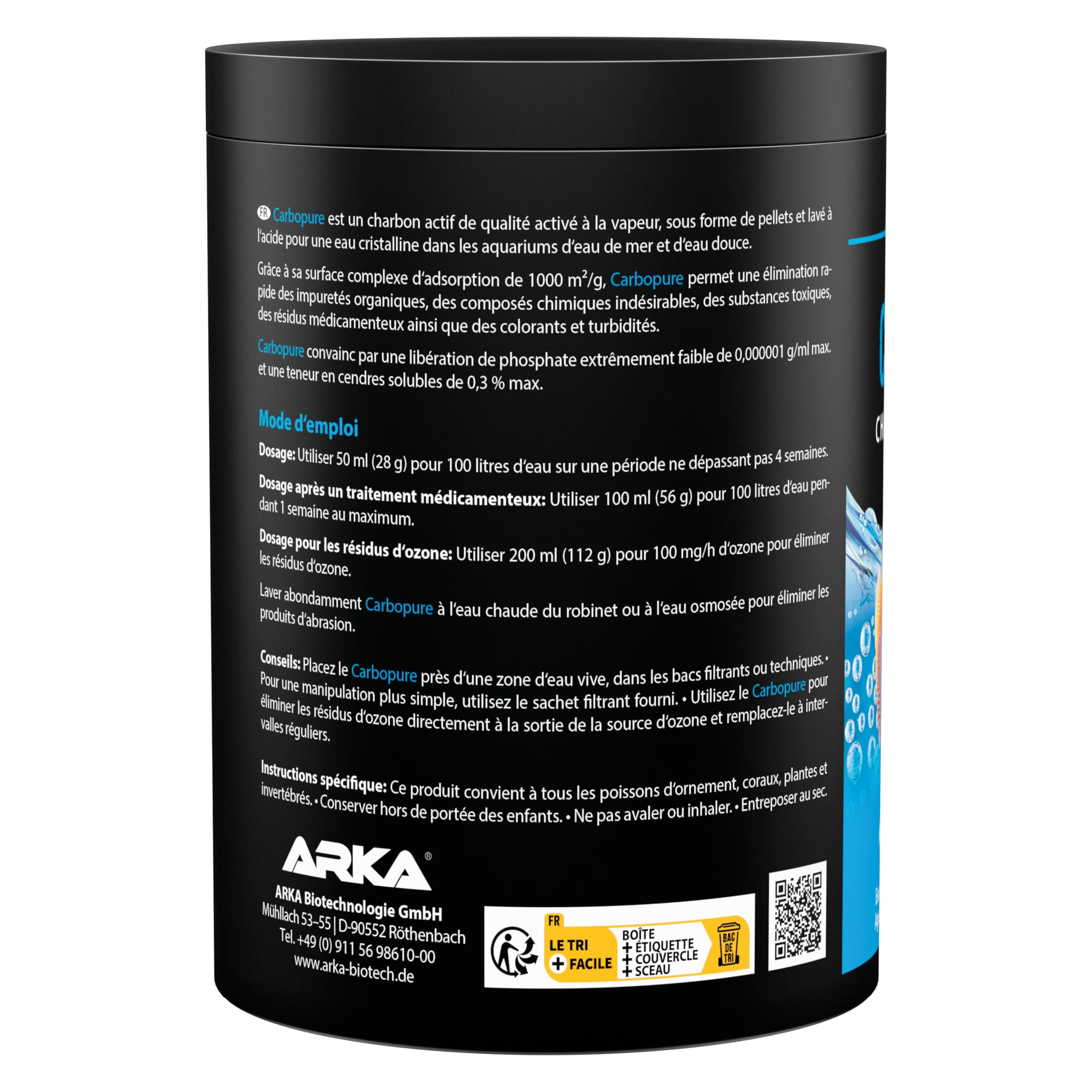 Carbón Activo Acuario – ARKA Carbopure 1000 ml / 486 g – Elimina turbidez, restos de medicamentos y colorantes – Agua Clara en Horas – Dulce y Marino – Lavado ácido y Activado al Vapor — view 2