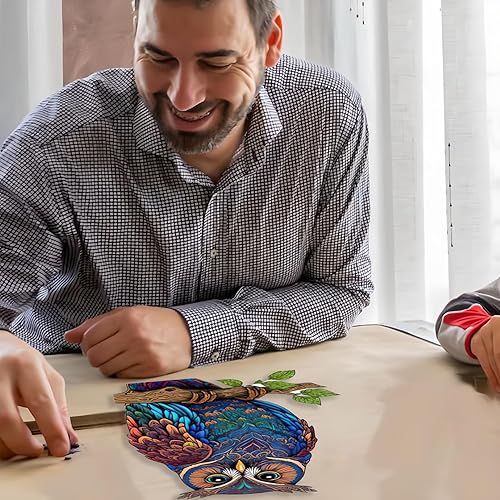 Miniatura 6 de Rompecabezas de madera del búho del juicio, elegante e intrincado para los amantes de la naturaleza y búho, tamaño A4, 6.7 x 10.6 pulgadas