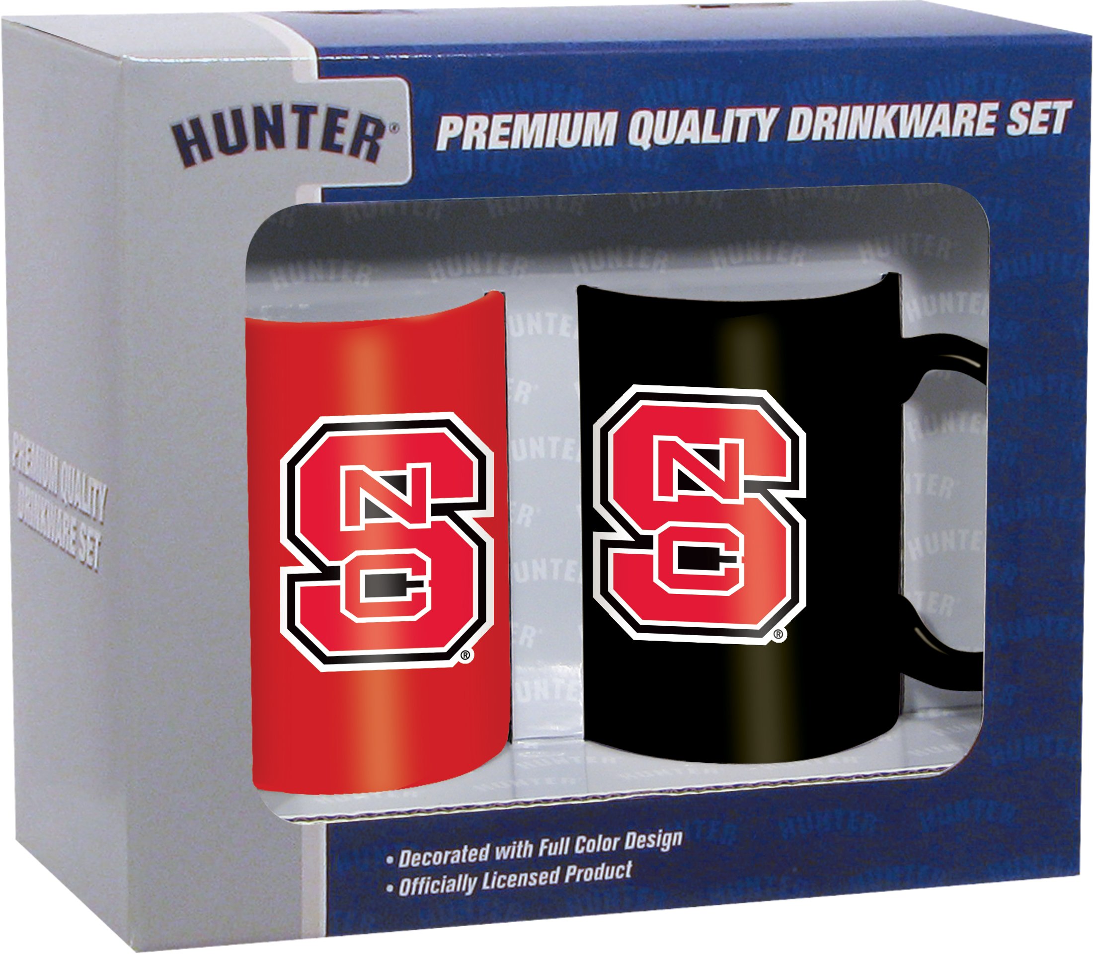 Hunter Manufacturing NCAA North Carolina State Wolfpack Ceramic Mug Set (2-Piece), 11-Ounce, Clear