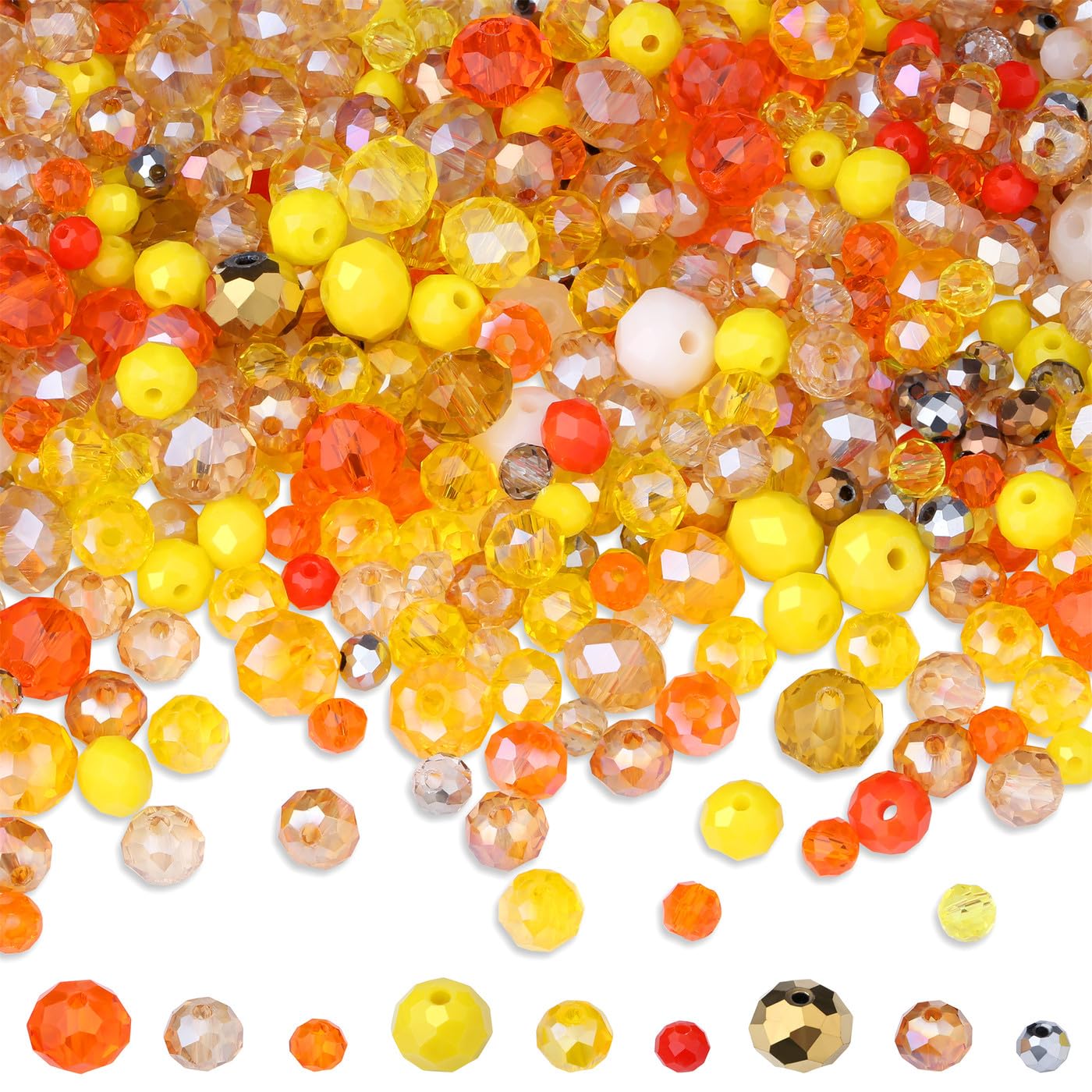 GUJOXILA 1100pcs Yellow Glass Beads for Jewellery Making Blue Crystal Glass Beads for Bracelet Making Crafting Necklace Earring 4mm 6mm 8mm — image 1