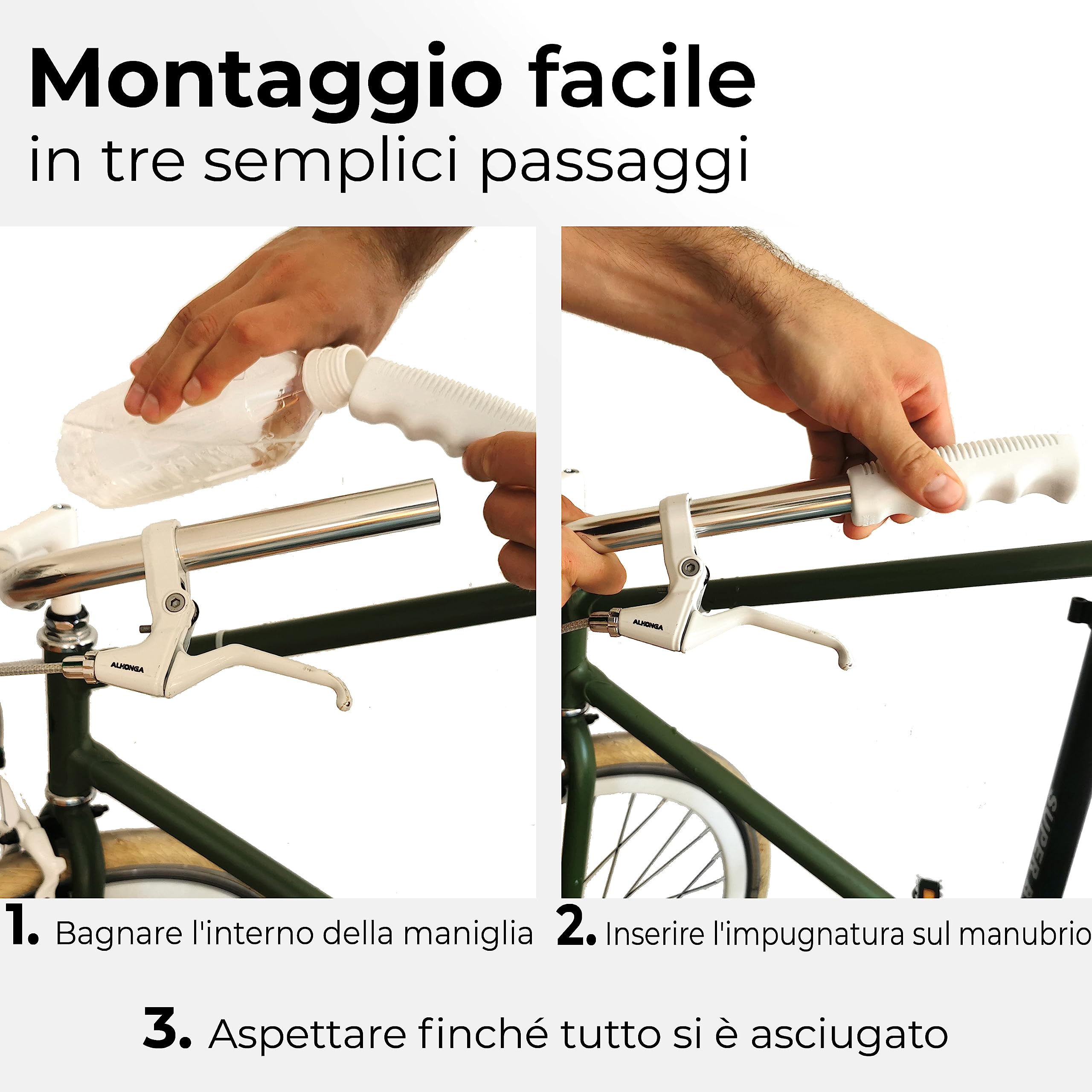Coperture Per Manopole Bici - 120 Mm, Gomma Antiscivolo Blu Per Manubri Da