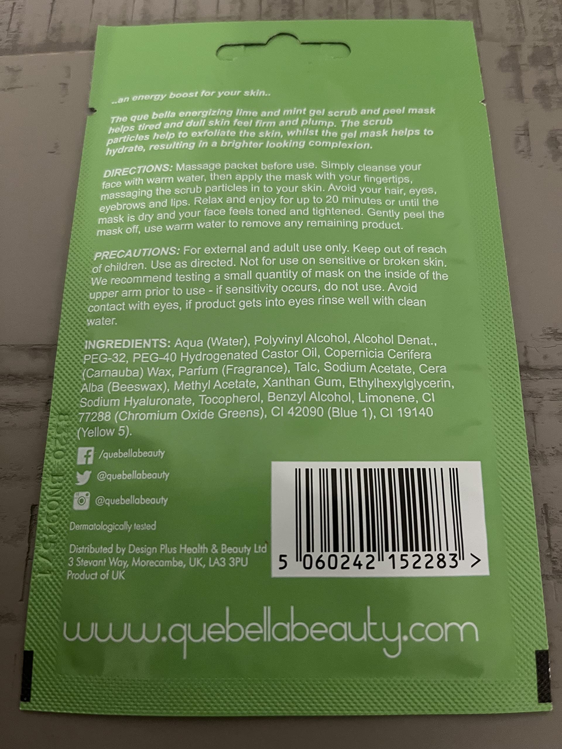 Que Bella 5-pack Lime & Mint Gel Scrub and Peel Mask