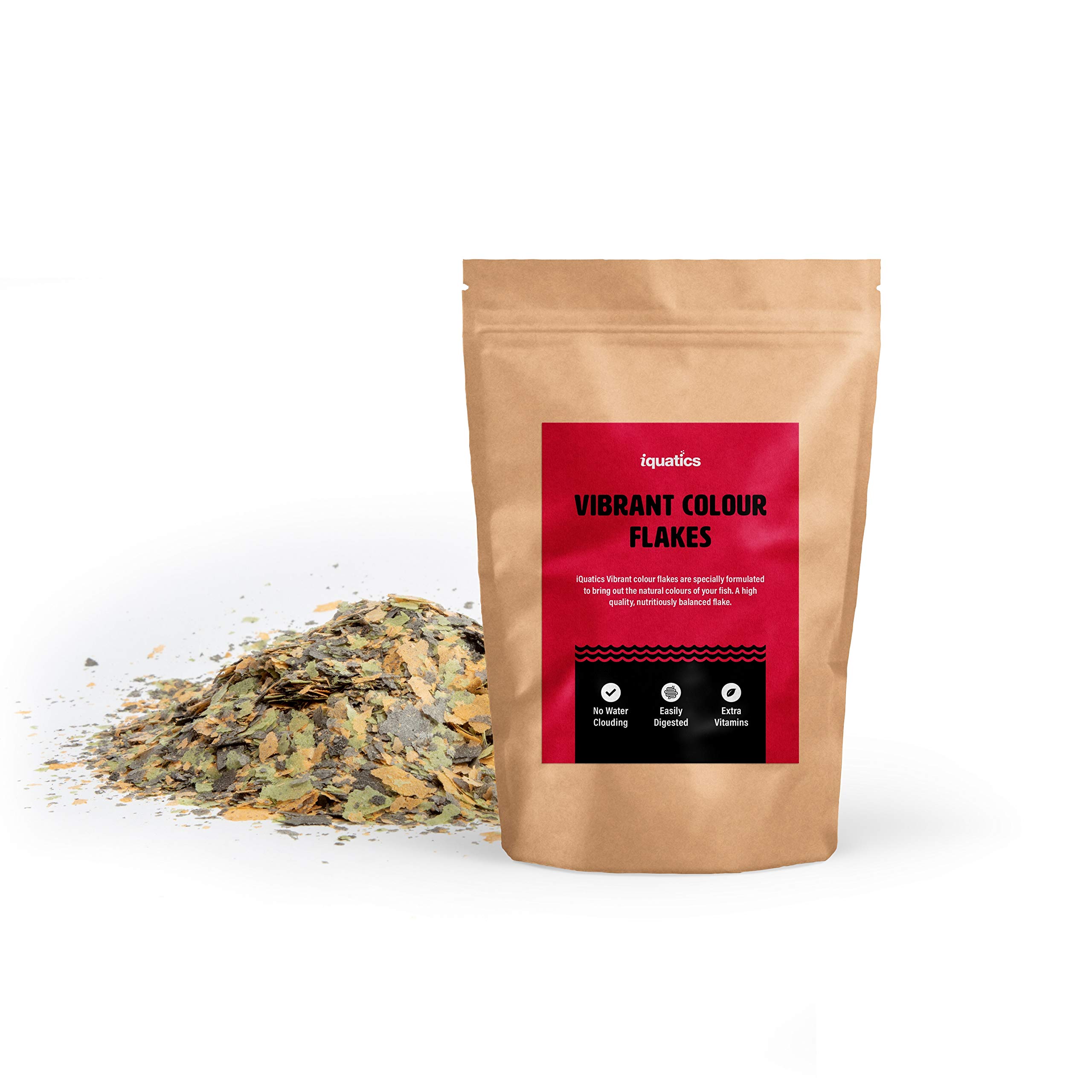 iQuatics Vibrant Colour Enhance Fish Food Flakes Perfectly Balanced with Added Vitamins and Minerals - 100G
