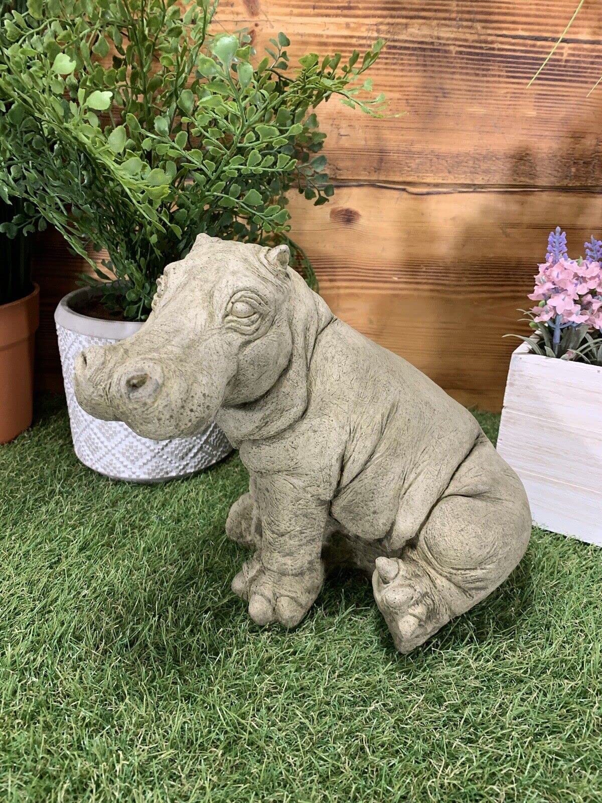 J And L Stone Ornaments Grey Stone Cute Hippo Hippo Statue Figure Ornament