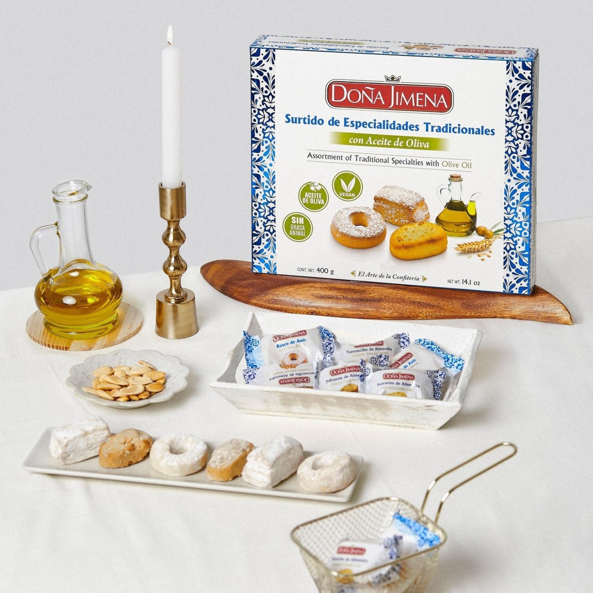DOÑA JIMENA - Surtido Tradicional con Aceite de Oliva, Producto Vegano, Especialidades, Placer para compartir, 400grCalidad Suprema