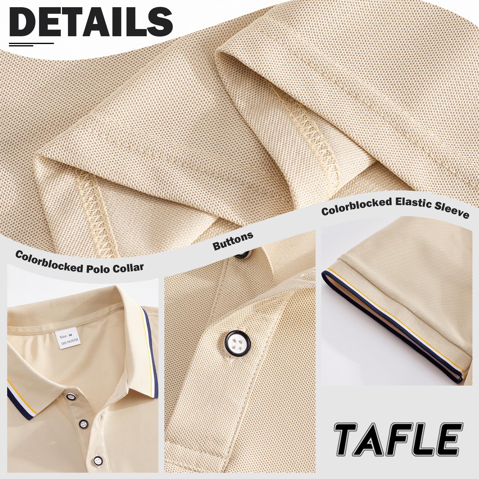 Herren-Polo-Shirts, schnelltrocknend, kurzärmelig, athletisch, feuchtigkeitsableitend, lässig, Golf-Shirt, 3er-Pack, 03 Weiß/Khaki/Marineblau, XL