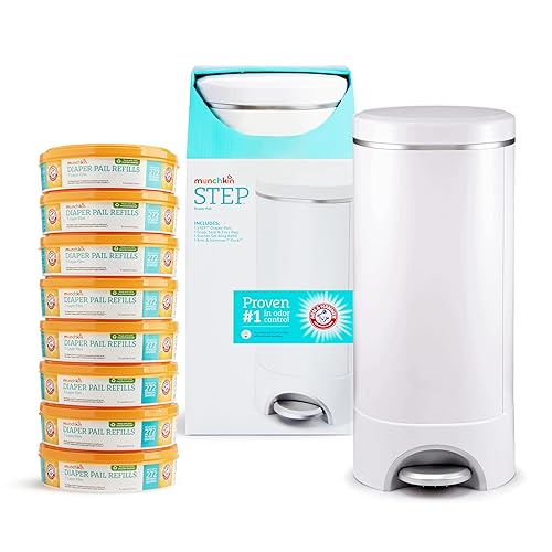 Miniatura 10 de Cubeta para pañales Munchkin® STEP™ con tecnología Arm & Hammer, #1 en control de olores, galardonada, incluye 7 bolsas Snap, Seal & Toss™, 1 anillo