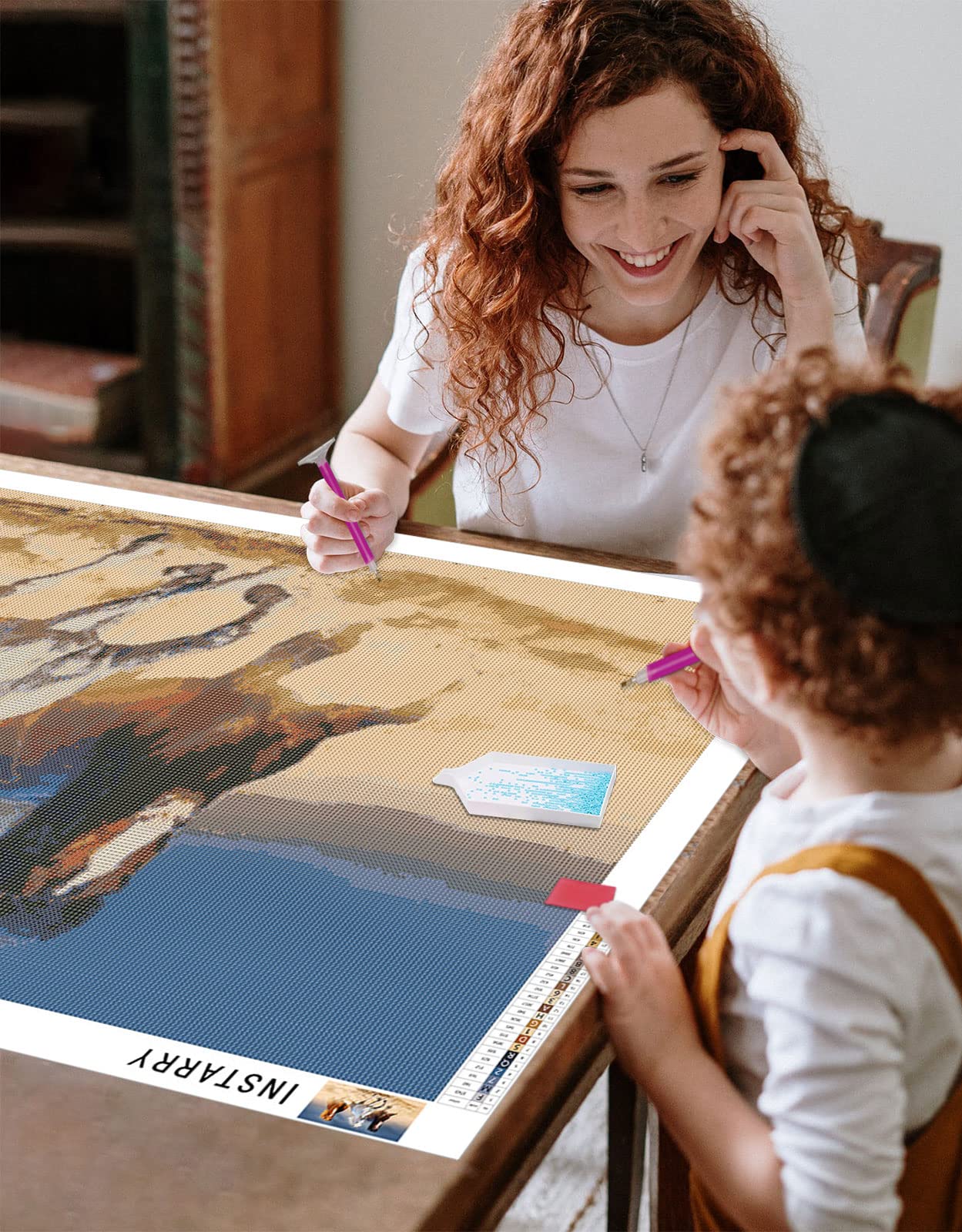 Instarry DIY 5D Diamond Painting Tableau Diamant Cheval de Course Tableau Decoration Murale Salon 120x50 cm