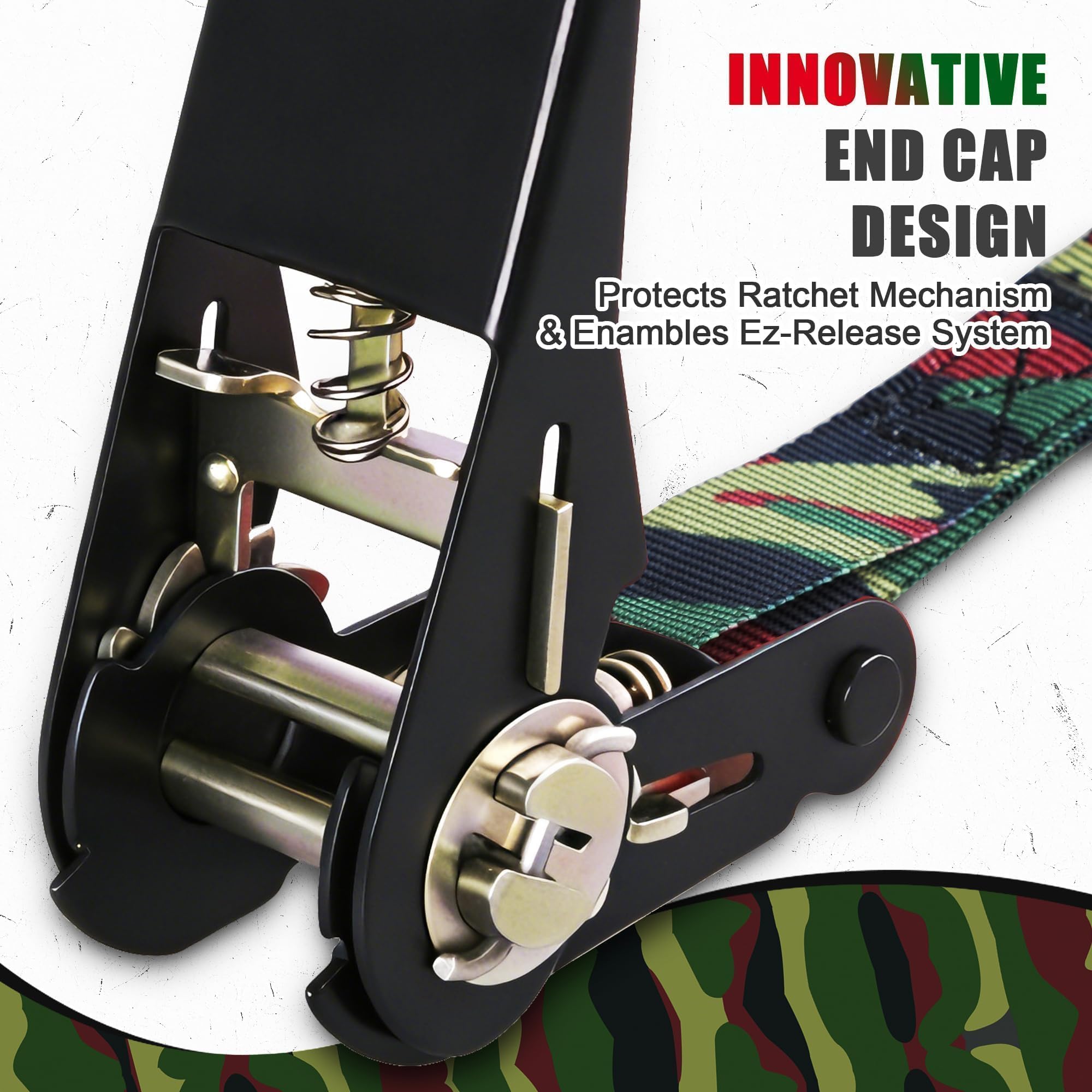 AWELCRAFT 4 cinghie di ancoraggio a cricchetto da 680 kg (camuffamento)